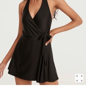 NWT J. Crew Halter Wrap Swim Dress in Black size 12